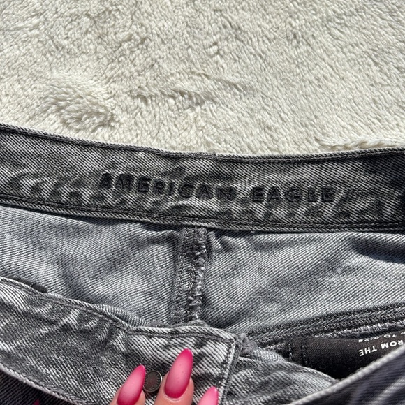 American Eagle Distressed High Rise Bootcut Jeans | Size 12 | Light Grey Y2K - Picture 5 of 12